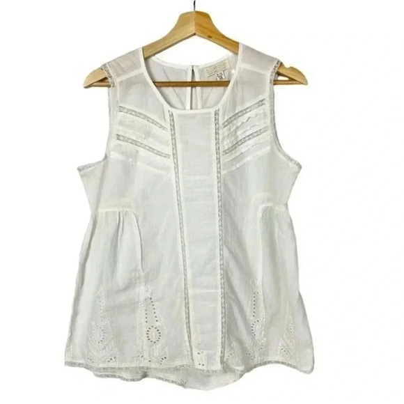 Billabong Designer's Closet White Boho Peasant Tank Top M - Picture 1 of 6